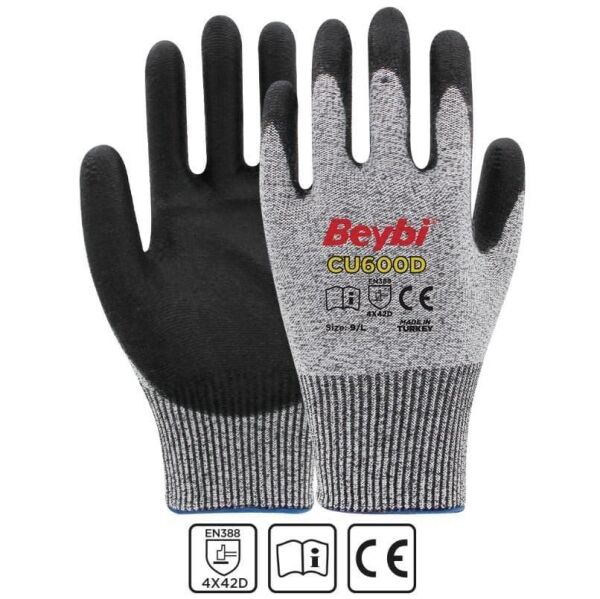 Beybi CU600D Poliüretan Kaplı Kesilmeye Karşı Dirençli Eldiven No: 09