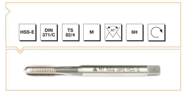 Makina Takım HSS - E DIN 371/C Metrik Normal Vidalı Düz Kanallı Makina Kılavuzu M 5 (6H)