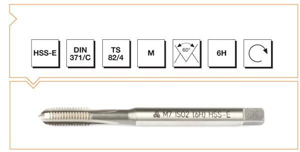 Makina Takım HSS - E DIN 371/C Metrik Normal Vidalı Düz Kanallı Makina Kılavuzu M 6 (6H)