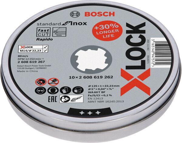 Bosch X-Lock 125*1 Standart Inox Rap. Düz 10Lu 2608619267