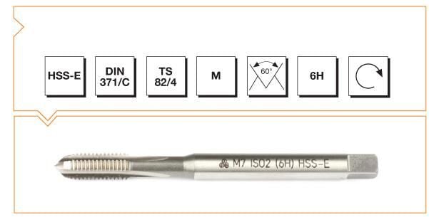 Makina Takım HSS - E DIN 371/C Metrik Normal Vidalı Düz Kanallı Makina Kılavuzu M 10 (6H)