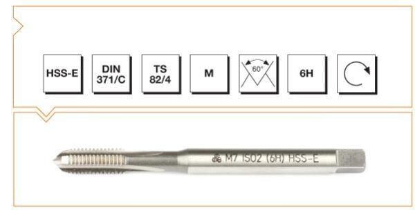 Makina Takım HSS - E DIN 371/C Metrik Normal Vidalı Düz Kanallı Makina Kılavuzu M 10 (6H)