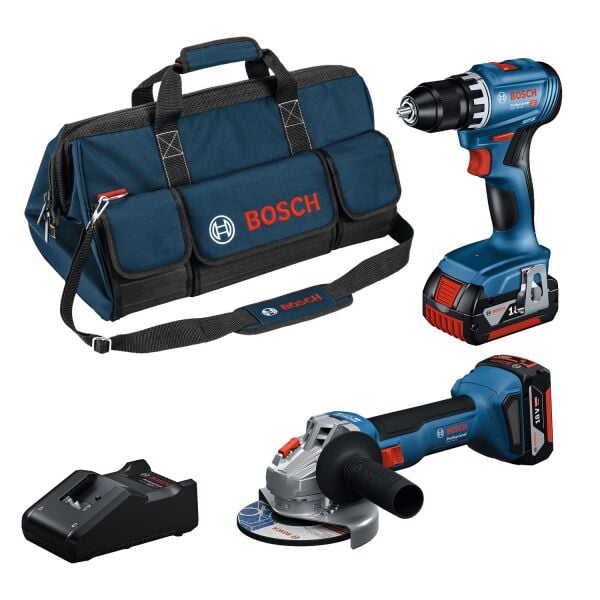 Bosch Professional Seti: GSR 18V-45 + GWS 18V-8 (2 x GBA 18V 4.0 Ah, GAL 18V-40, Kanvas Çanta) - 0615A5007N
