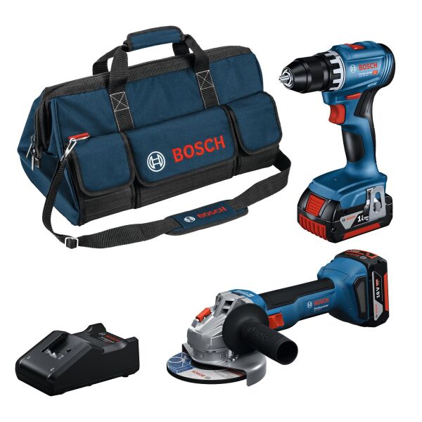 Bosch Professional Seti: GSR 18V-45 + GWS 18V-8 (2 x GBA 18V 4.0 Ah, GAL 18V-40, Kanvas Çanta) - 0615A5007N