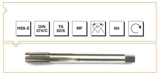 Makina Takım HSS - E DIN 374/C Metrik İnce Vidalı Düz Kanallı Makina Kılavuzu M12X1.5 (6H)