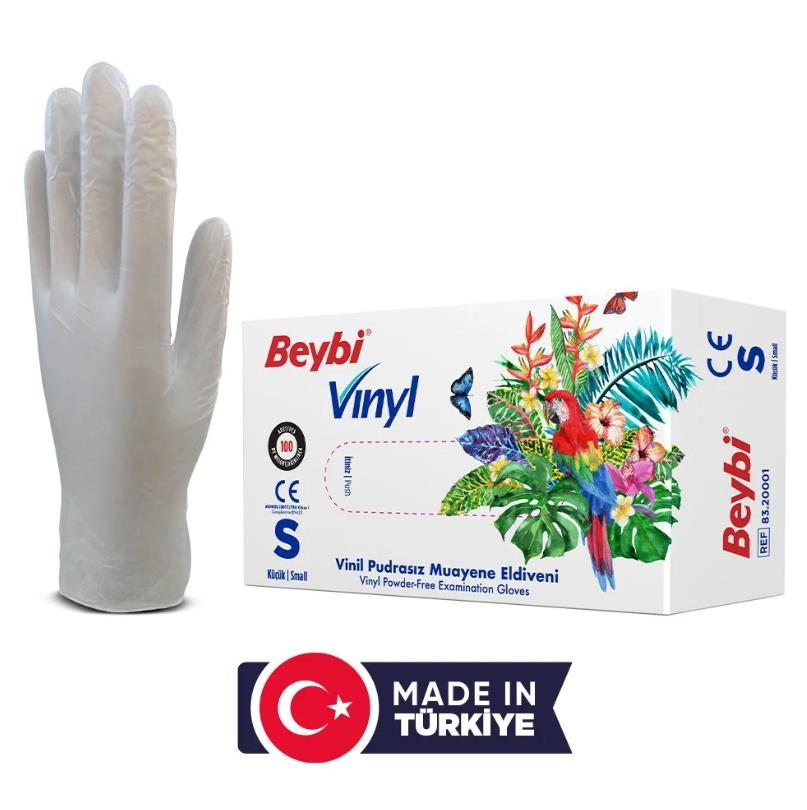 Beybi Vinil Pudrasız Muayene Eldiveni MDR (100'lük Kutu) - Small
