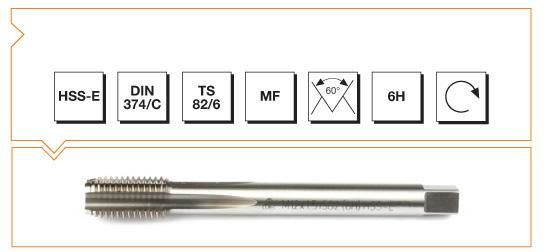 Makina Takım HSS - E DIN 374/C Metrik İnce Vidalı Düz Kanallı Makina Kılavuzu M24X1.5 (6H)
