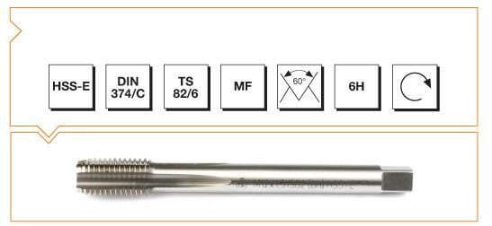 Makina Takım HSS - E DIN 374/C Metrik İnce Vidalı Düz Kanallı Makina Kılavuzu M24X1.5 (6H)