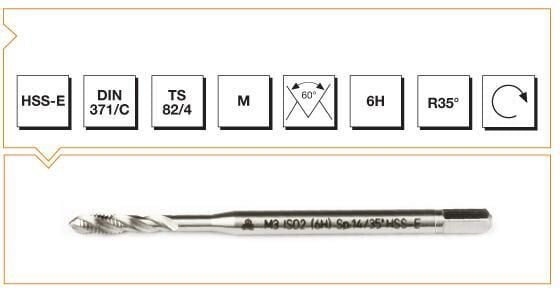 Makina Takım HSS - E DIN 371/C Metrik Normal Vidalı Helis Kanallı Makina Kılavuzu M 2.5 - B00105790608