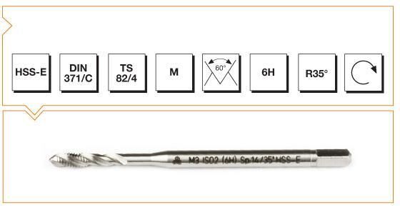 Makina Takım HSS - E DIN 371/C Metrik Normal Vidalı Helis Kanallı Makina Kılavuzu M 2 - B00105790607