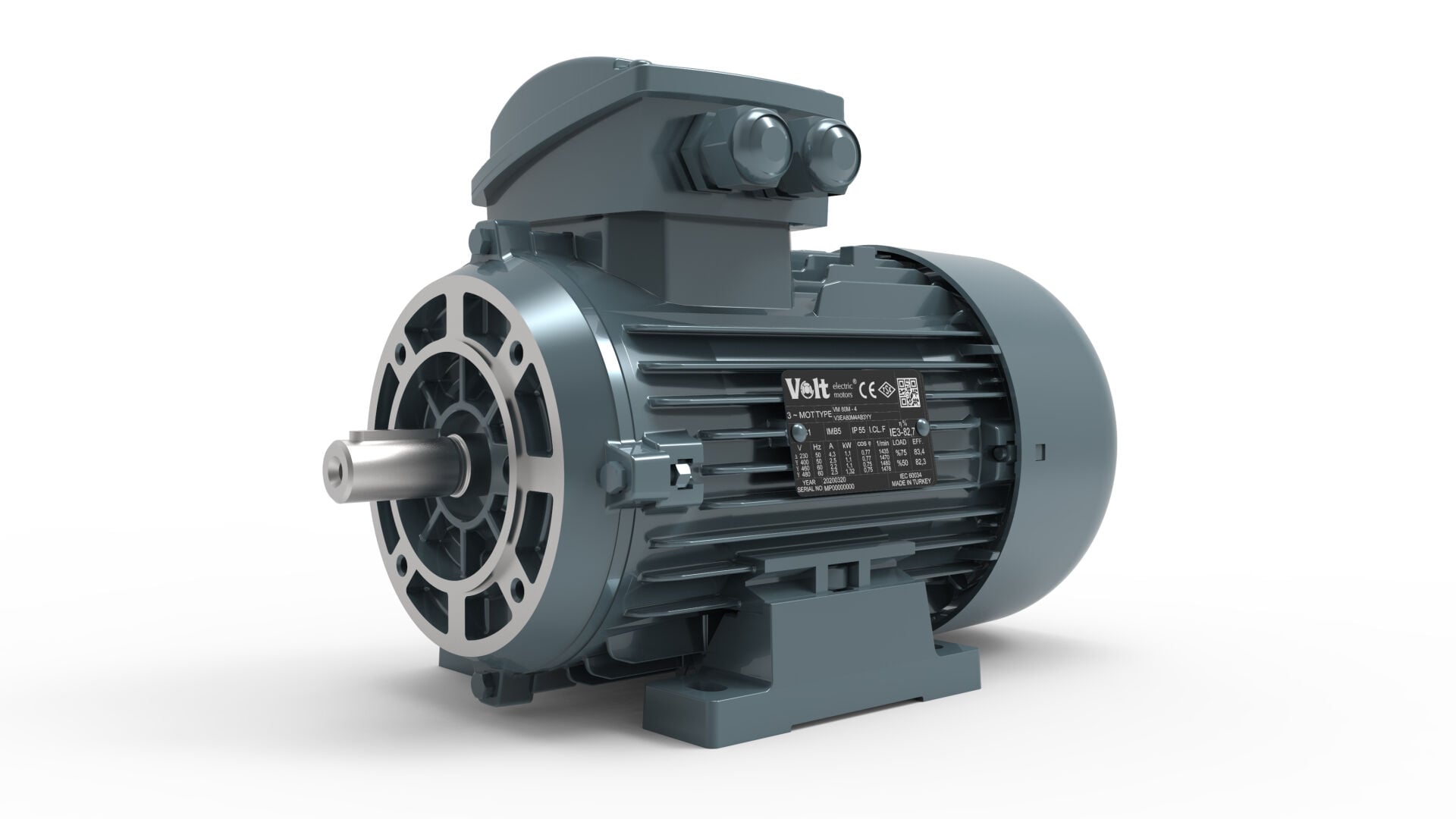 Volt Monofaze Elektrik Motoru 0.37 Kw 1500D/D Mon. 80 Göv. B34 Mm1G1C1400372