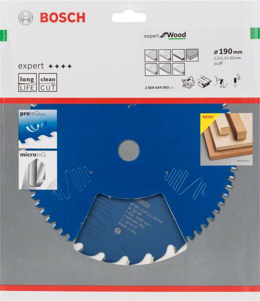 Bosch - Expert Serisi Ahşap için Daire Testere Bıçağı 190*30 mm 24 Diş