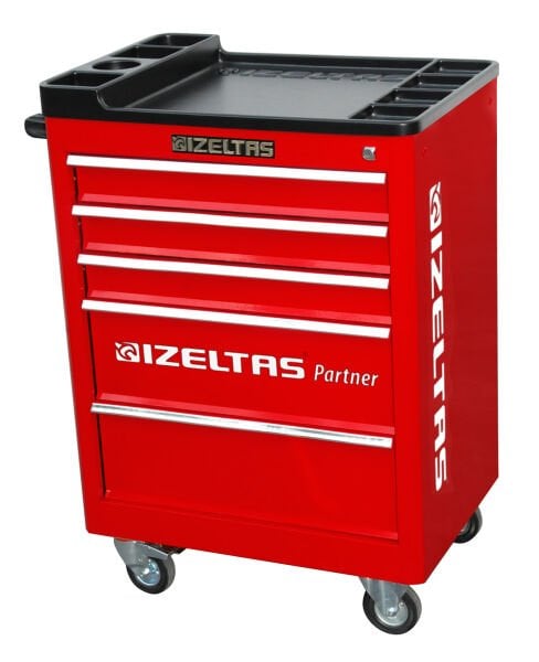 İzeltaş Partner Serisi Mobil Takım Dolabı - 5 Çekmeceli / Kırmızı (Boş) - 8235326005
