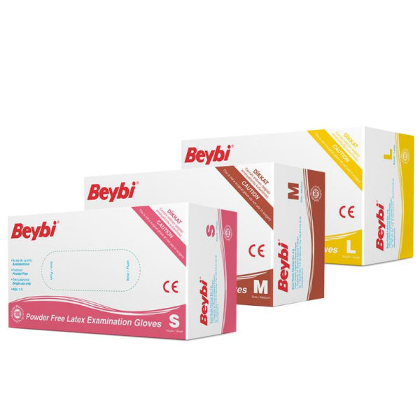 Beybi Lateks MDR Pudrasız Muayene Eldiveni (100'lük Kutu) - Large