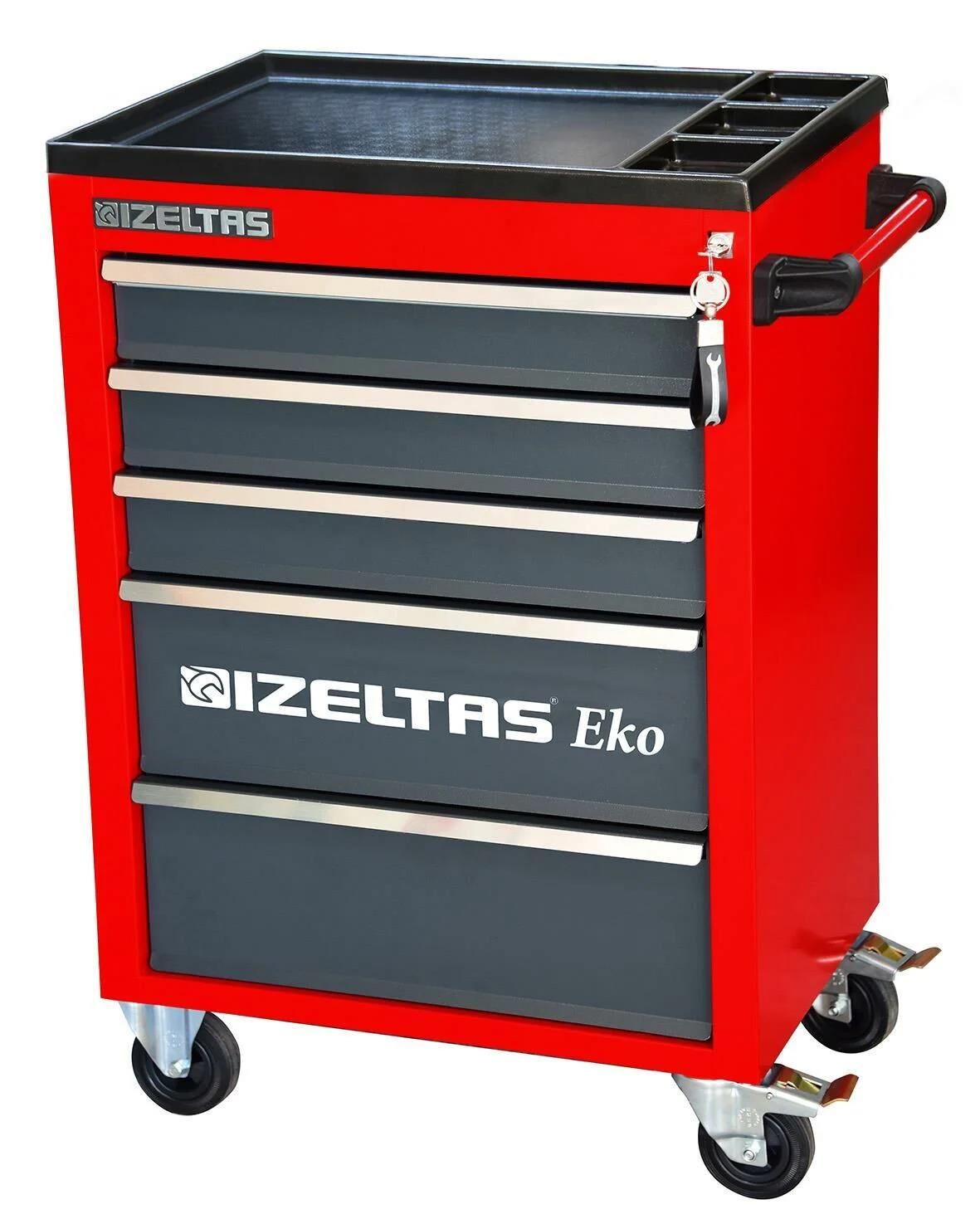 İzeltaş Eco Mobıl 7 Çekmeceli Takım Dolabı Kırmızı Gövde - Grı Çekmece 8243321007