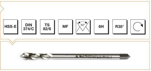 Makina Takım HSS - E DIN 374/C Metrik İnce Vidalı Helis Kanallı Makina Kılavuzu M 20X1.5