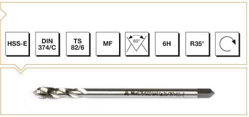 Makina Takım HSS - E DIN 374/C Metrik İnce Vidalı Helis Kanallı Makina Kılavuzu M 24X1.5