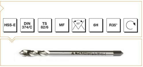 Makina Takım HSS - E DIN 374/C Metrik İnce Vidalı Helis Kanallı Makina Kılavuzu M 30X1.5