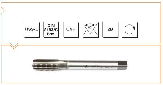 Makina Takım HSS - E DIN 2183/C USA İnce Vidalı Düz Kanallı Makina Kılavuzu - UNF 7/16X20