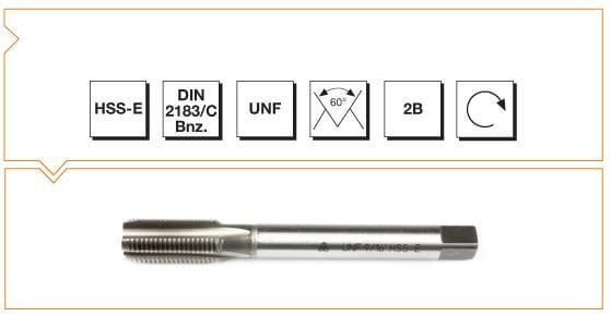 Makina Takım HSS - E DIN 2183/C USA İnce Vidalı Düz Kanallı Makina Kılavuzu - UNF 5/8X18