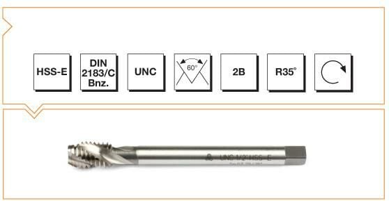 Makina Takım HSS - E DIN 2183/C USA Normal Vidalı Helis Kanallı Makina Kılavuzu - UNC 5/16X18