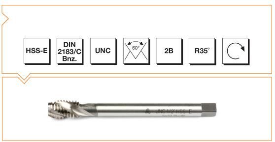Makina Takım HSS - E DIN 2183/C USA Normal Vidalı Helis Kanallı Makina Kılavuzu - UNC 5/16X18