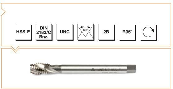 Makina Takım HSS - E DIN 2183/C USA Normal Vidalı Helis Kanallı Makina Kılavuzu - UNC 5/16X18