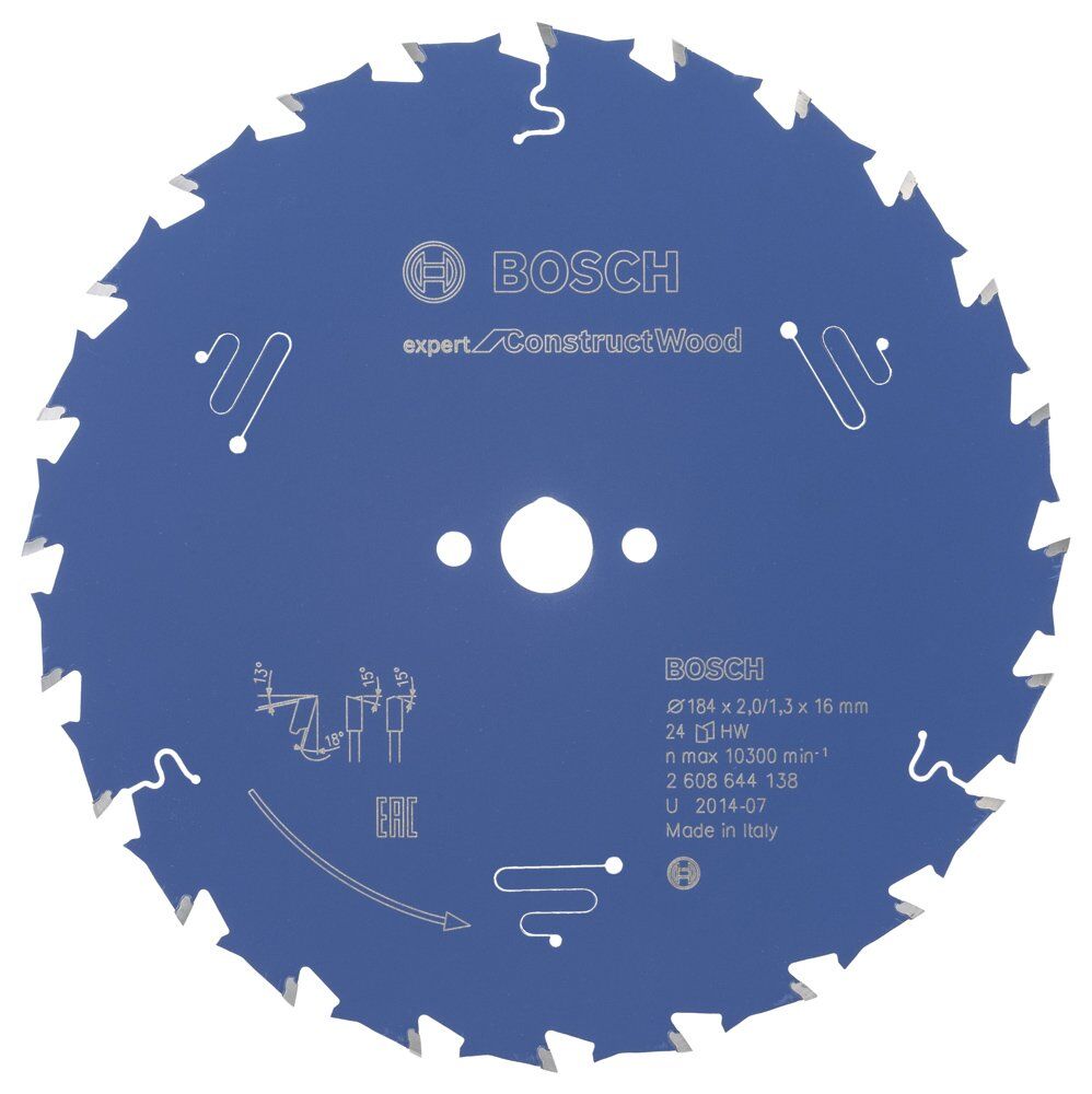 Bosch - Expert Serisi İnşaat Ahşabı için Daire Testere Bıçağı 184*16 mm 24 Diş