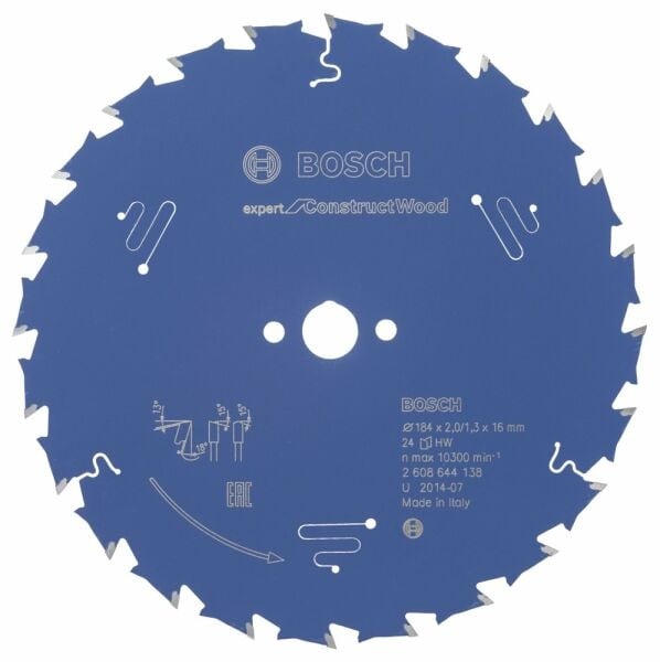 Bosch - Expert Serisi İnşaat Ahşabı için Daire Testere Bıçağı 184*16 mm 24 Diş
