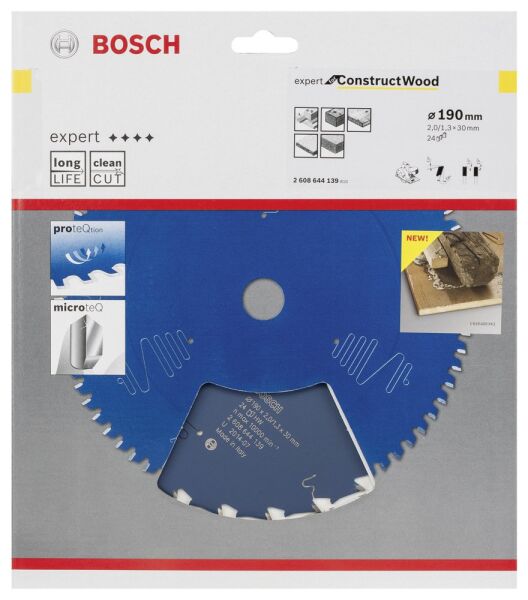 Bosch - Expert Serisi İnşaat Ahşabı için Daire Testere Bıçağı 190*30 mm 24 Diş