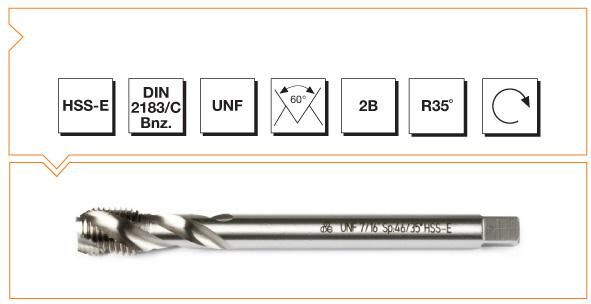 Makina Takım HSS - E DIN 2183/C USA İnce Vidalı Helis Kanallı Makina Kılavuzu - UNF 3/4X16(2B)