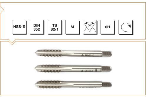 Makina Takım HSS - E DIN 352 Metrik Normal Vidalı 3'lü Takım Kılavuzu M8 (6H)