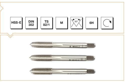 Makina Takım HSS - E DIN 352 Metrik Normal Vidalı 3'lü Takım Kılavuzu M8 (6H)