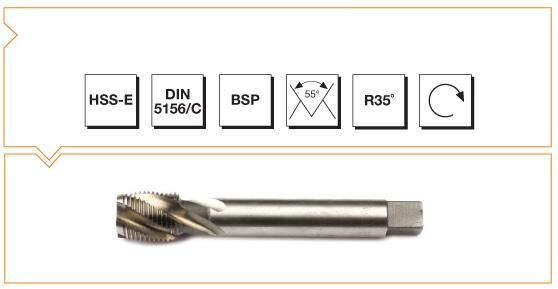 Makina Takım HSS - E DIN 5156/C Whitworth Boru Vidalı Helis Kanallı Makina Kılavuzu G 3/8X19