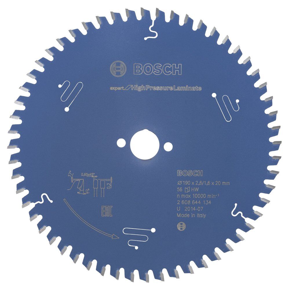 Bosch - Expert Serisi Yüksek Basınçlı Lamine Panel ve Trespa için Daire Testere Bıçağı 190*20 mm 56 Diş