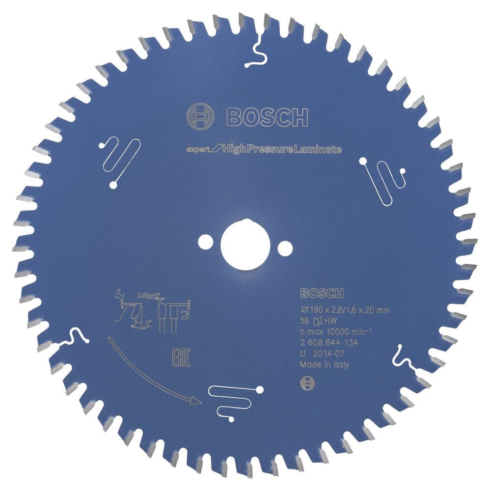 Bosch - Expert Serisi Yüksek Basınçlı Lamine Panel ve Trespa için Daire Testere Bıçağı 190*20 mm 56 Diş