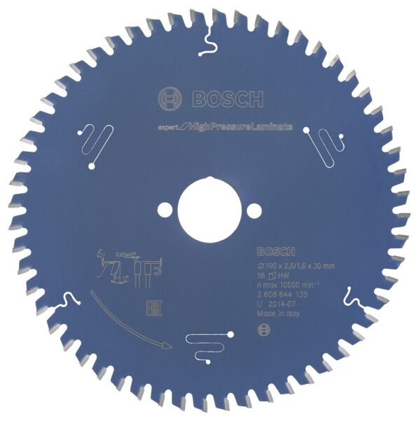 Bosch - Expert Serisi Yüksek Basınçlı Lamine Panel ve Trespa için Daire Testere Bıçağı 190*30 mm 56 Diş