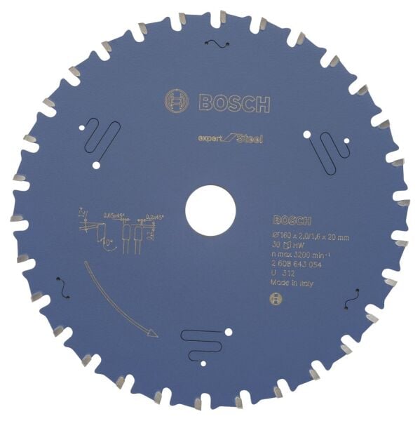 Bosch - Expert Serisi Metal için Daire Testere Bıçağı 160*20 mm 30 Diş