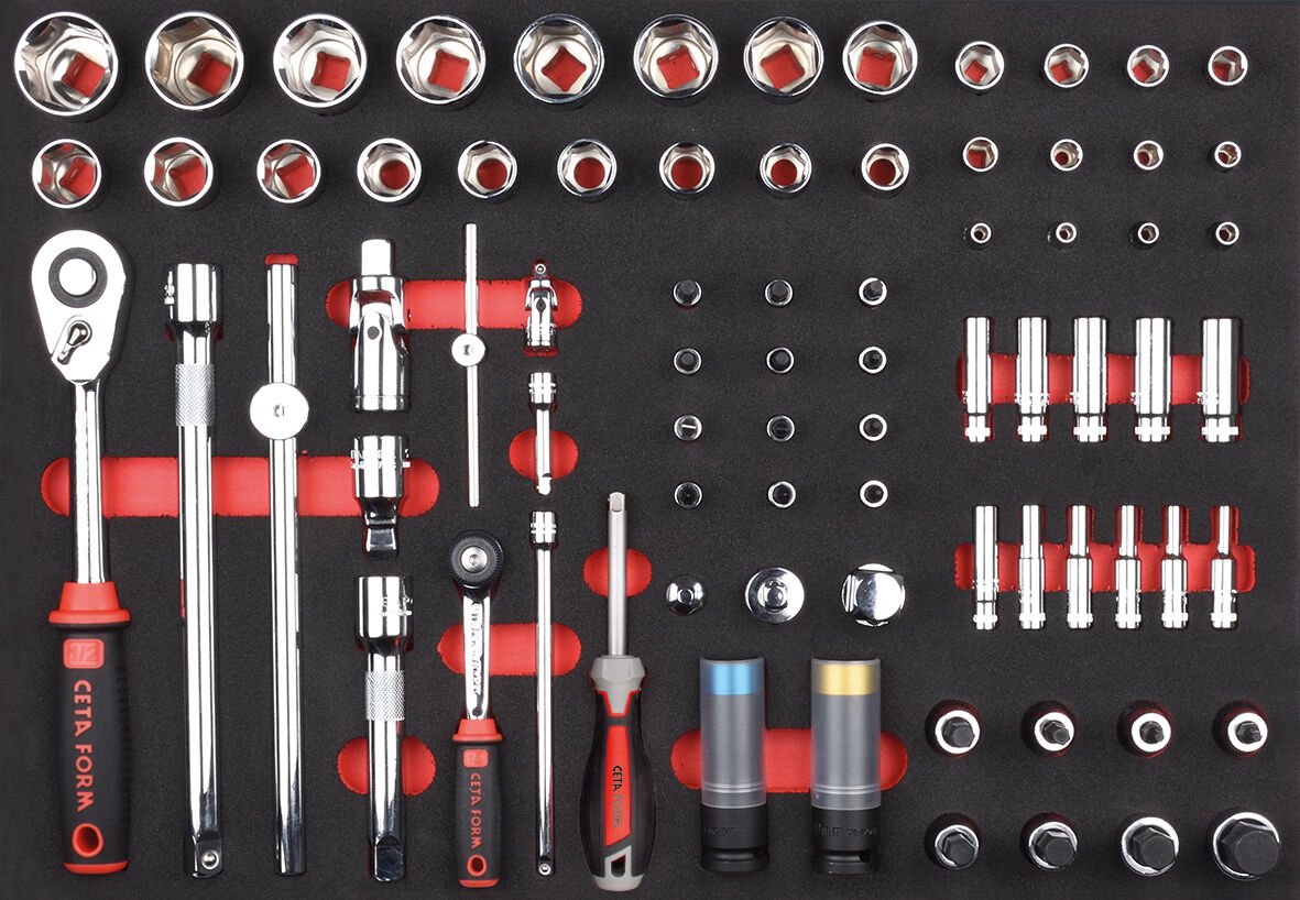 Ceta Form 77 Parça 1/4''+ 1/2'' 6 Köşe Lokma ve Lokmalı Bits Seti (EVA'lı) - C99-E77H2