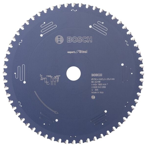 Bosch - Expert Serisi Metal için Daire Testere Bıçağı 254*25,40 mm 60 Diş