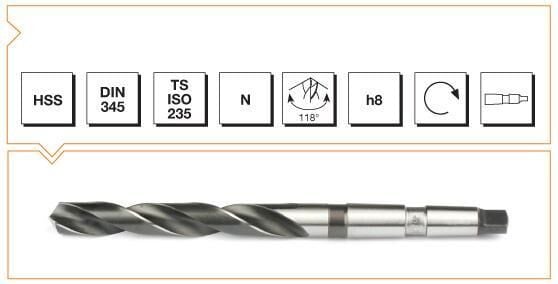 Makina Takım HSS DIN 345 Mors Konik Saplı Matkap Ucu 50 mm