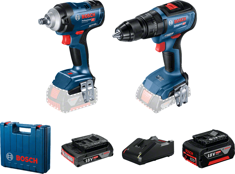 Bosch Professional Seti: GDS 18 V-400 Akülü Somun Sıkma Makinesi - GSB 18V-50 Akülü Darbeli Matkap