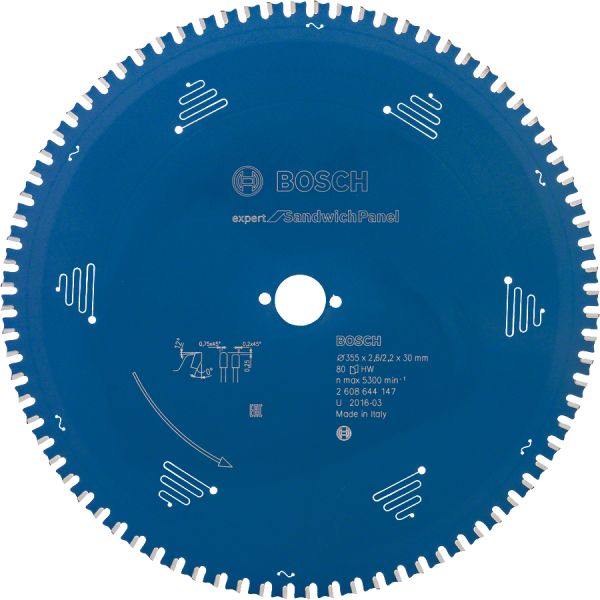 Bosch - Expert Serisi Çelik Levhalı Sandviç Panelleri için Daire Testere Bıçağı 355*30 mm 80 Diş