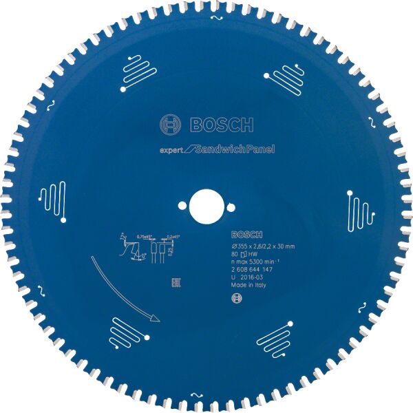 Bosch - Expert Serisi Çelik Levhalı Sandviç Panelleri için Daire Testere Bıçağı 355*30 mm 80 Diş