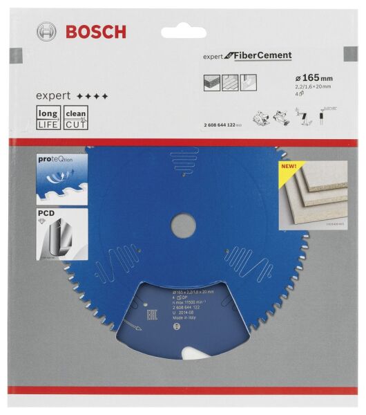 Bosch - Expert Serisi Lifli Çimento Ve Alçıpan için Daire Testere Bıçağı 165*20 mm 4 Diş