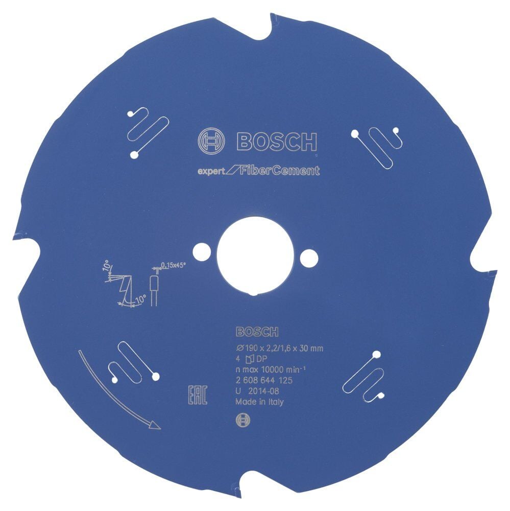 Bosch - Expert Serisi Lifli Çimento Ve Alçıpan için Daire Testere Bıçağı 190*30 mm 4 Diş