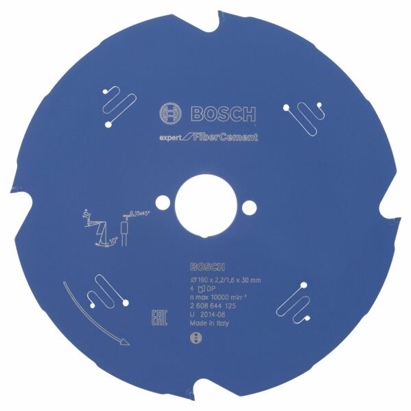 Bosch - Expert Serisi Lifli Çimento Ve Alçıpan için Daire Testere Bıçağı 190*30 mm 4 Diş