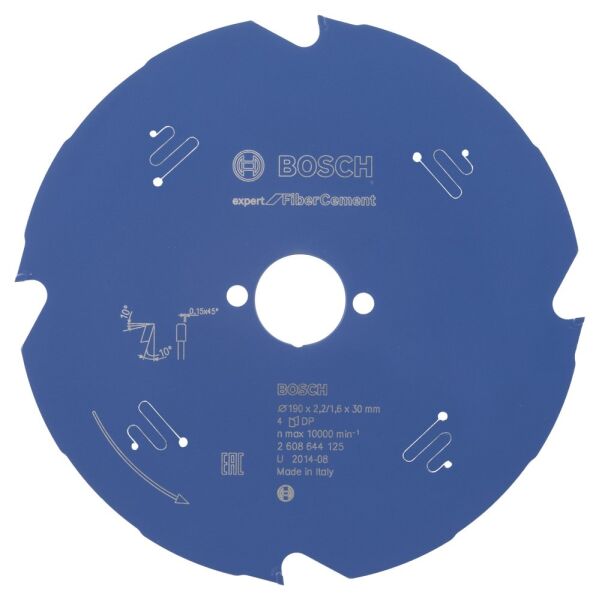 Bosch - Expert Serisi Lifli Çimento Ve Alçıpan için Daire Testere Bıçağı 190*30 mm 4 Diş