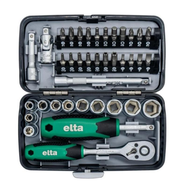 Elta 1/4'' Altı Köşe Cırcırlı Lokma Anahtar ve Bits Uç Seti (38 Parça) - 14000005078