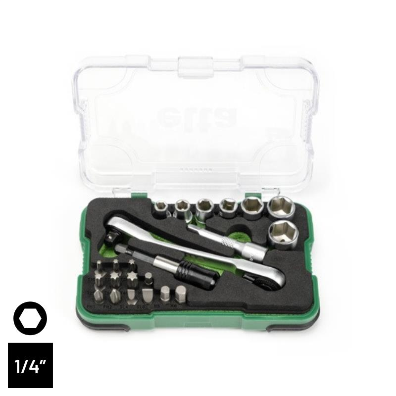 Elta 1/4'' Altı Köşe Cırcırlı Lokma Anahtar ve Bits Uç Seti (23 Parça) - 14000005079